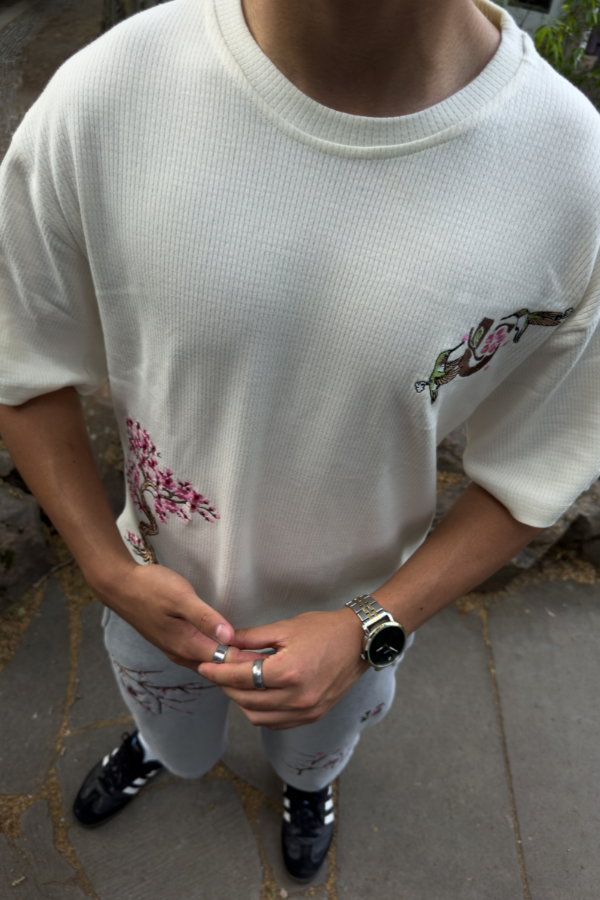 Cream White Waffle Tee